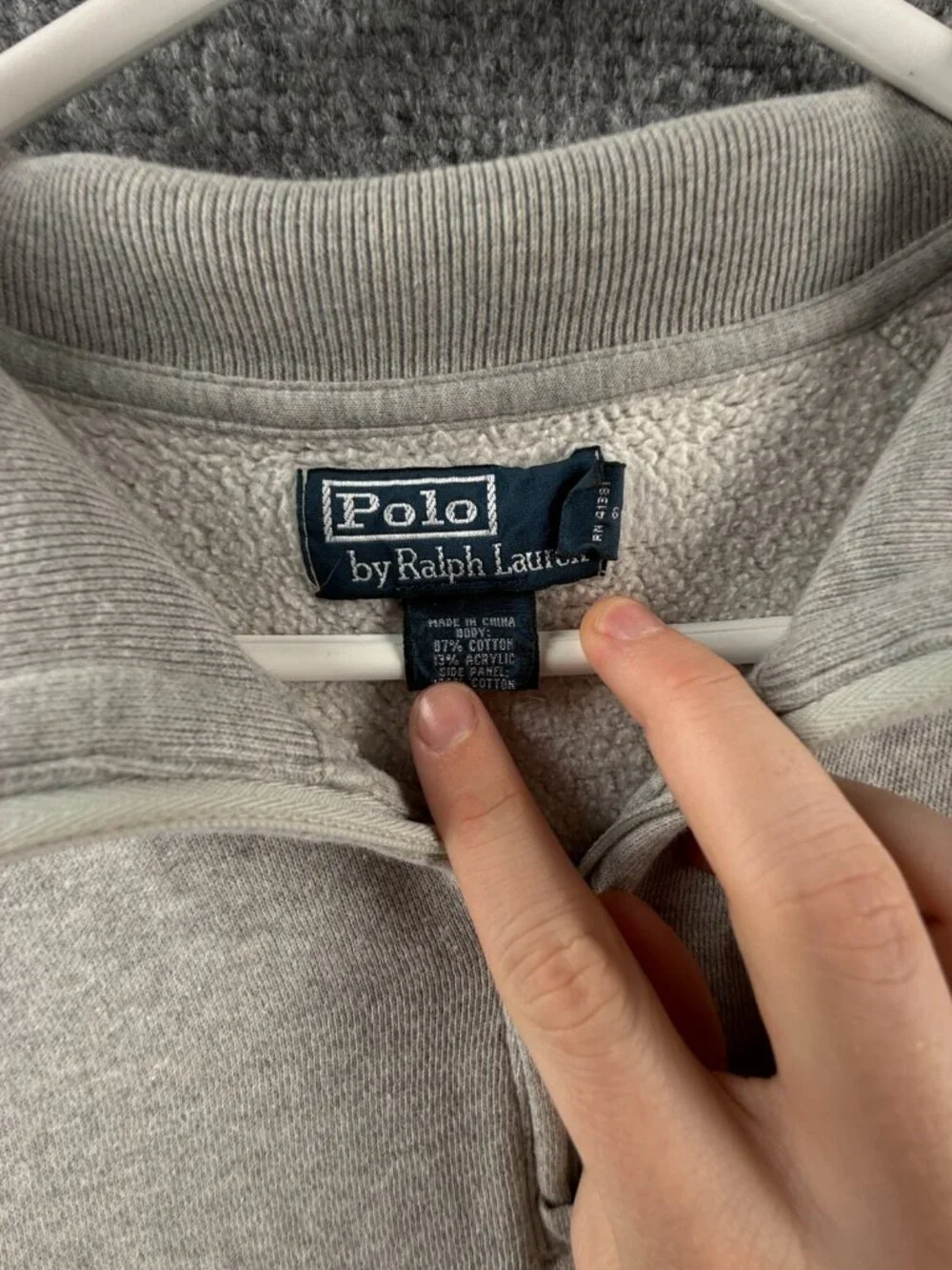 Polo Ralph Lauren Sweater 1/4 Zip XXL Contrast Trim Cotton Acrylic Blend Gray